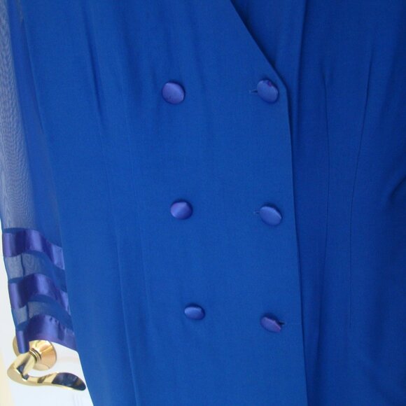 Joseph Ribkoff Sz14 Blue 2 Piece Dress Set Double Breasted Jacket & Skirt - Picture 5 of 12